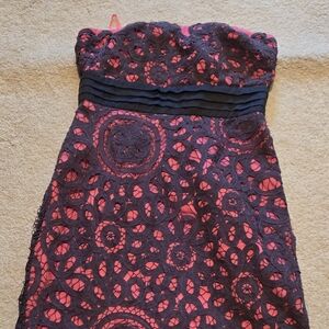 Anthropologie Black and Red Lace Dress